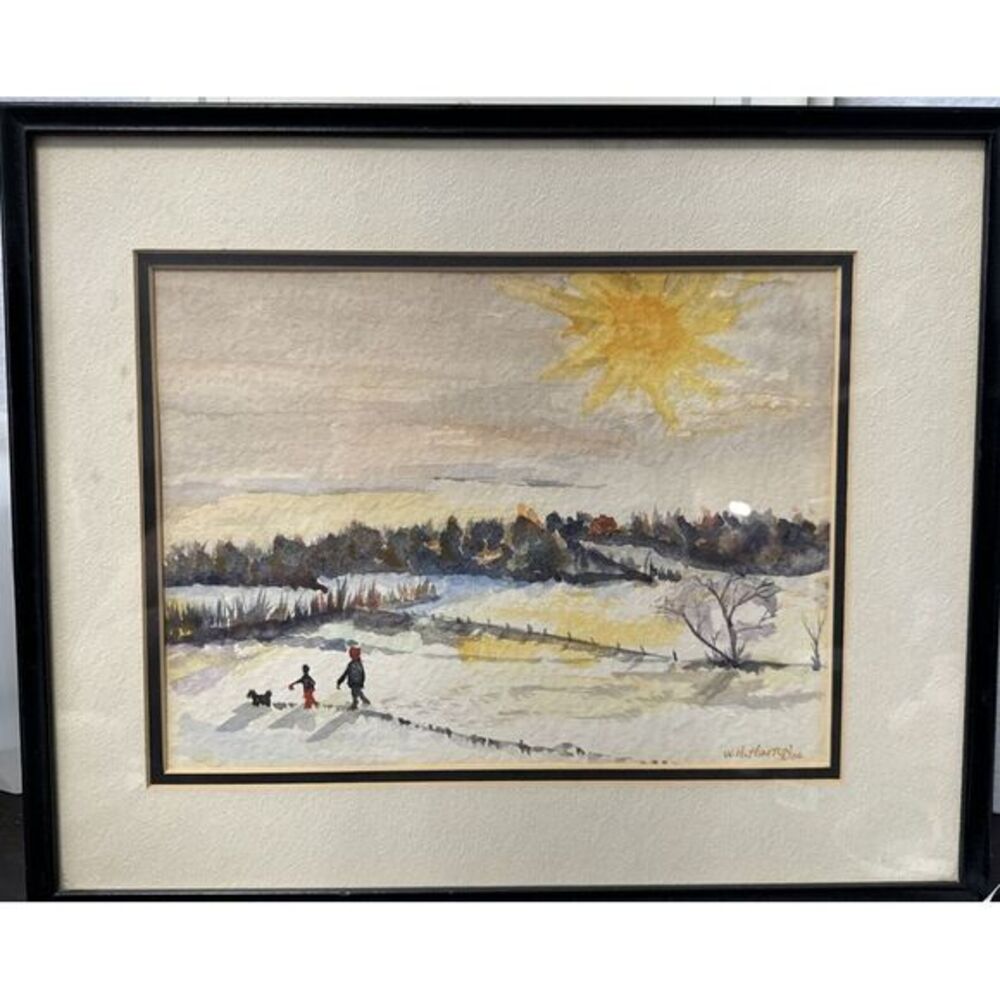 watercolor painting Signed W.H.‎ Hinton 16.75"x13.75" With Frame.